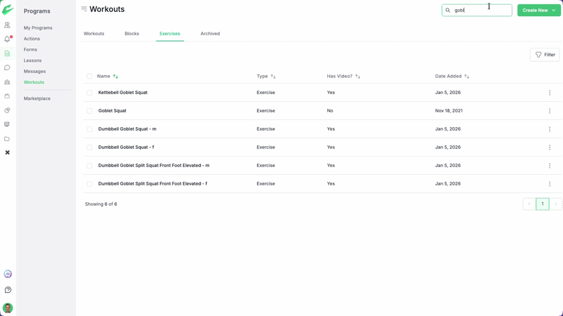 Exercise Swapping - Coach View